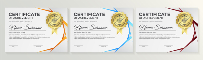 Membership certificate best award diploma set.