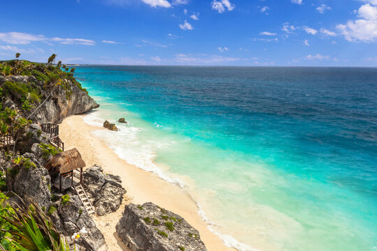 Beautiful Tulum beach at Caribbean sea, Mexico