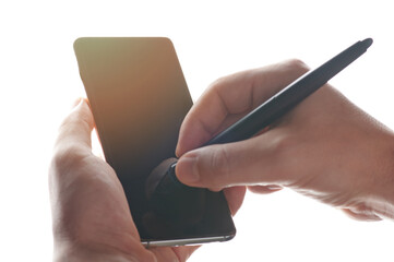 Sign on smartphone close up view