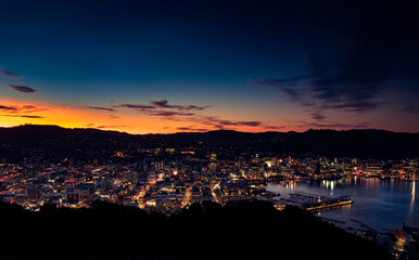 a cold windy night on Mount Victoria (Wellington at Sunset) New Zealand