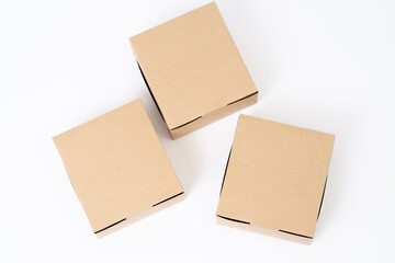 Brown paper box for food package. carton on a white background.