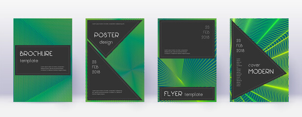 Black brochure design template set. Green abstract