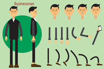The character is a businessman. Character for animation. Walk animation.