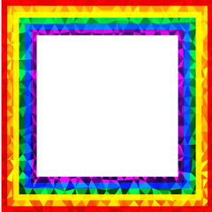 Flag LGBT icon, polygonal squared frame. Template design, vector illustration. Love wins. LGBT logo symbol in rainbow colors. Gay pride collection.