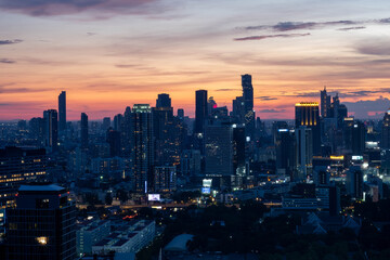 Fototapeta na wymiar City building Bangkok Thailand downtown, cityscape background. August 2020.