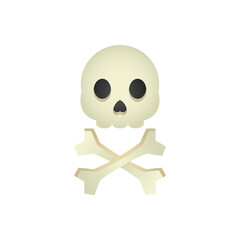 Isolated cartoon skull and bones on a white background.