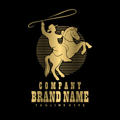 western cowboy and horse logo creative concept
