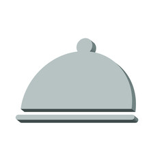 Restaurant tray with gray lid on a white background 3d, vector