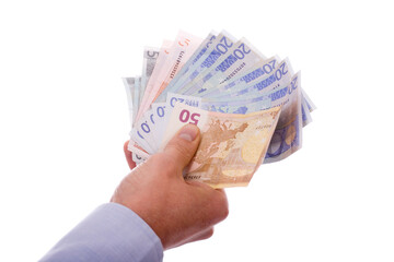 Hand mit Geldscheinen