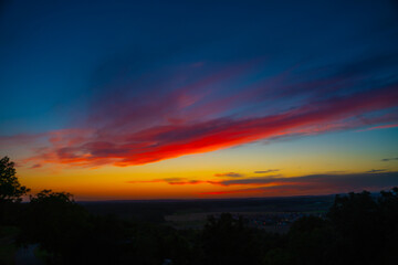 colorful sunset in the sky, harm, red clouds
