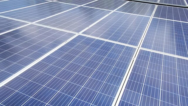 Close up of solar panels, photovoltaic, alternative electricity source - sustainable resources and innovative alternative energy