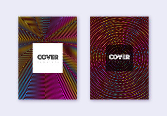 Hipster cover design template set. Rainbow abstrac