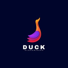 Vector Logo Illustration Duck Gradient Colorful Style.