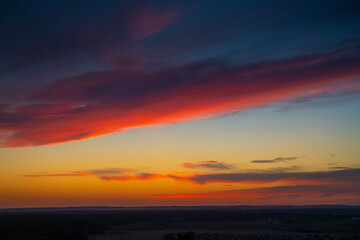 colorful sunset in the sky, harm, red clouds