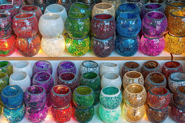 Colorful turkish lamps at the bazaar in Fethiye, Turkey