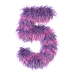 3d decorative cartoon fun animal fur number 5