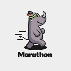 Vector Logo Illustration Marathon Simple Mascot Style.