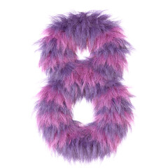 3d decorative cartoon fun animal fur number 8