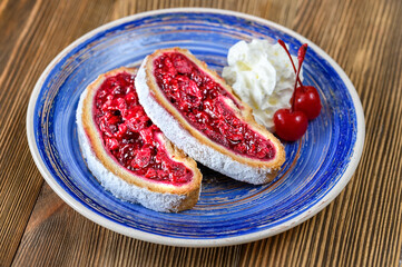 Slices of cherry strudel