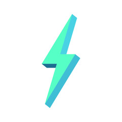 Blue lightning sign on a white background 3d, vector