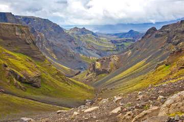 Fototapeta premium Beautiful and colorful mountain landscape in Landmannalaugar, Iceland. Nature and places for wonderful travels