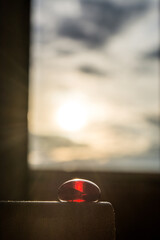 Red stone standing before the sunrise