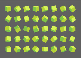 Fototapeta na wymiar Set of different green cubes. Vector illustration