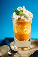 dessert with whipped cream