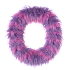 3d decorative cartoon animal purple fur letter O