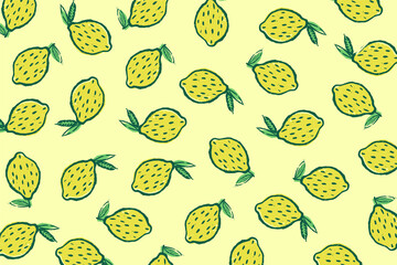 Yellow background with lemons. Lemon vector. Vector background with lemons.