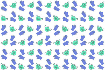 SET of vector MEDICAL protection SIGNS. Vector medical icons. Vector icons of medical masks and medical gloves.