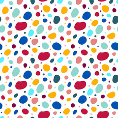 Fototapeta na wymiar Seamless pattern with colorful hand drawn dots on white background, Vector illustration