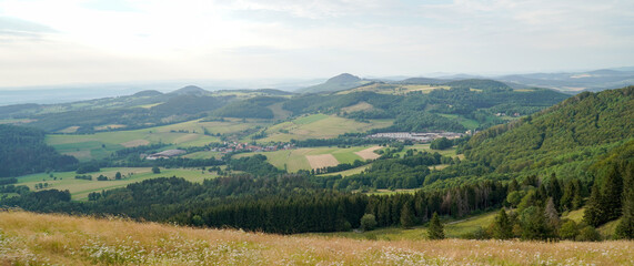 Green Mountain Landscapes at the Wasserkuppe Peak in Hessen, Germany.