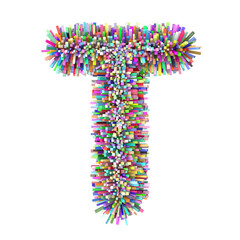 3d multicolor Bricks creative cute decorative letter T