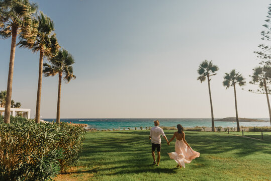 love story on thy tropical beach with palms