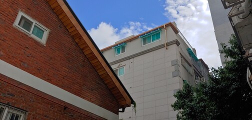 The formation of buildings & blue sky