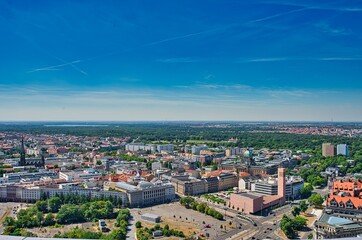 Obraz premium City centre of Leipzig from the air