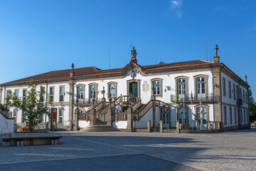 View of a exterior facade at the Council building, Camara Municipal , Vila Real city downtown, Portugal