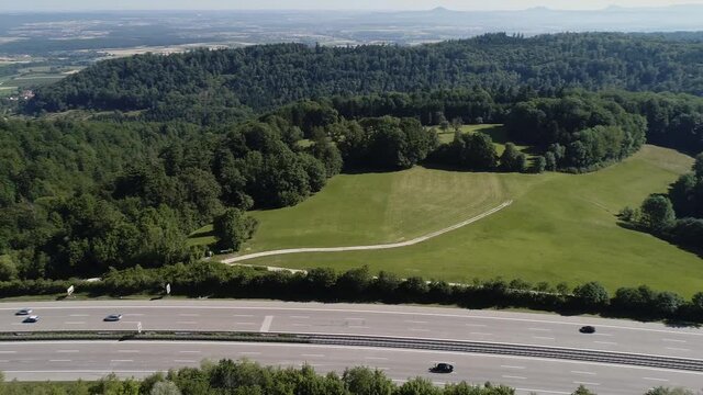 Drone flight - Freeway A8 in Germany near Kaltenwang