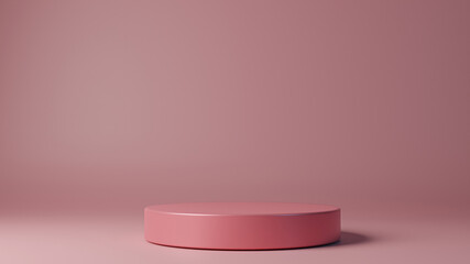 Cylinder podiums on pink background. Abstract pedestal scene with geometrical. Scene to show cosmetic products presentation. Mock up design empty space. Showcase,shopfront,display case,3d render..