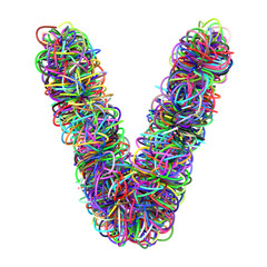 3d colored wires creative cartoon decorative letter V