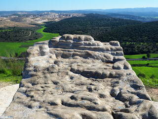 Stone scheme of the ancient place Tel Azeka in Israel