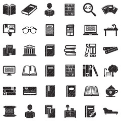 Books And Reading Icons. Black Scribble Design. Vector Illustration.