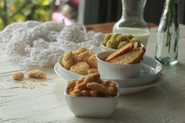 Assorted nice biscuits on the table