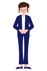 ポーズをとっているスーツ姿の女性