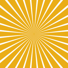 Rays vector yellow beams element. Sunburst shape. Radiating radial lines. Abstract circular shape.