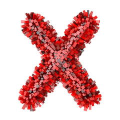 3d Red Bricks cartoon creative decorative letter X