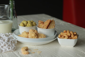 Assorted nice biscuits on the table