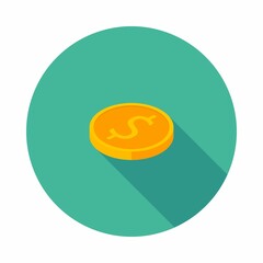 Gold coin left view icon vector isometric.