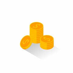 Gold coins stack Shadow icon vector isometric.